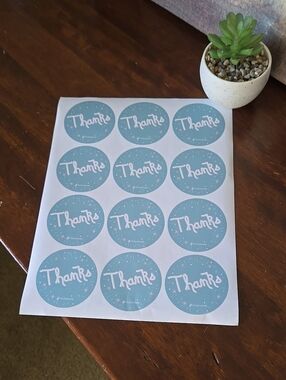 POSHMARK 'Thanks' Round Sticker Pack in Light Blue 1 Sheet